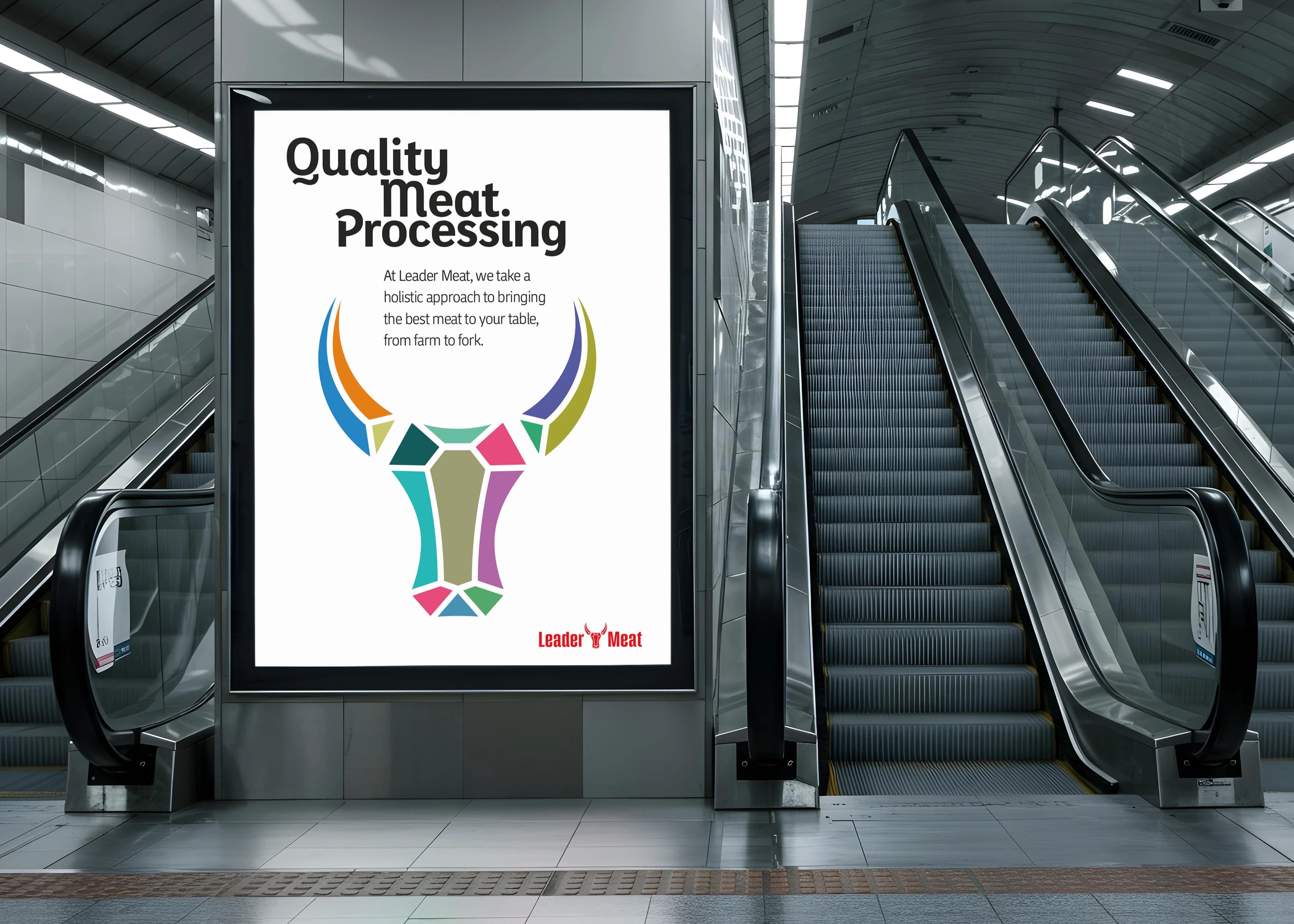 Brand identity and poster design for LeaderMeat